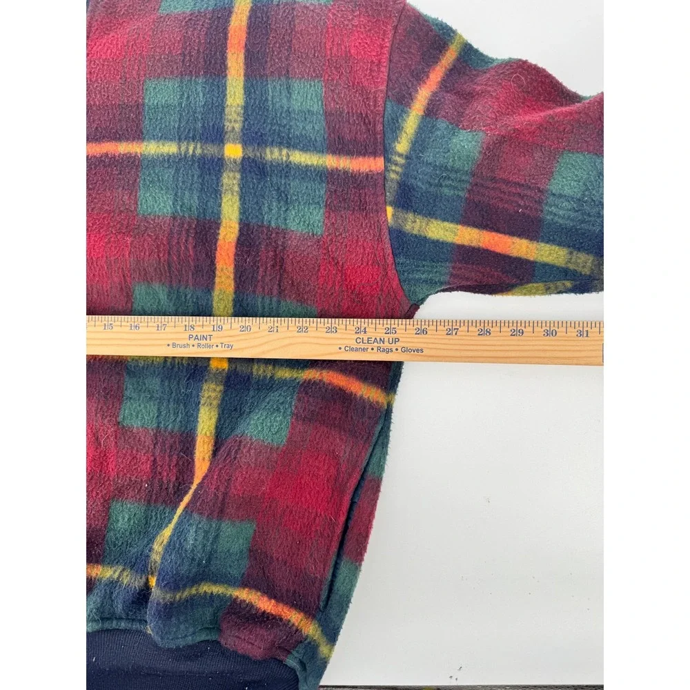 Vintage‎ Bugle Boy 1/4 Zip XL Plaid Fleece Quarter Zip Pullover Men's XL